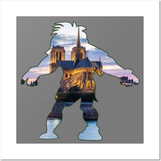 Hunchback Quasimodo - View of Notre Dame Grey Posters and Art